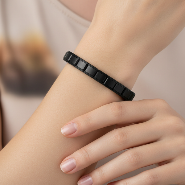 Pulseira Elástica em Aço Inoxidável "Preta"